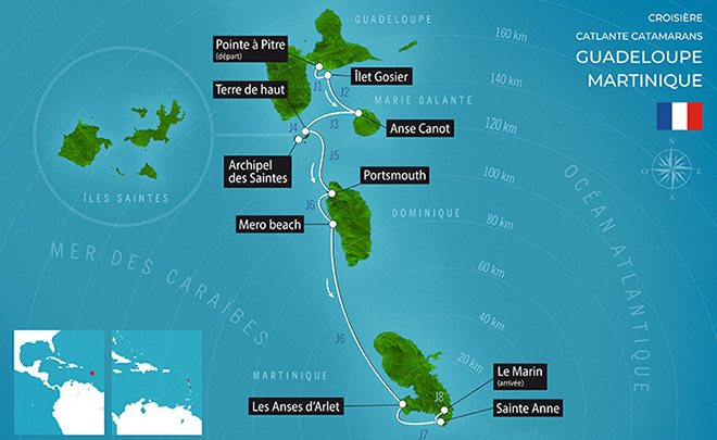 carte martinique marie galante les saintes